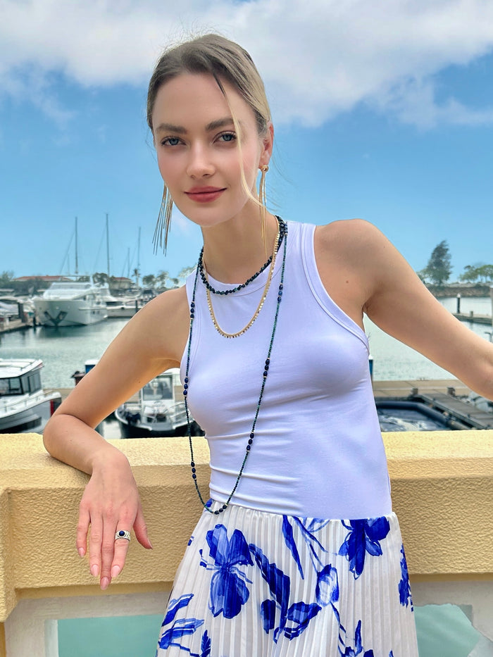 Phoenix Lapis with Chain Double Layers Necklace LN037 - FARRA