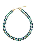 Phoenix Lapis with Zircon Stone Double Layers Collar Necklace LN044 - FARRA
