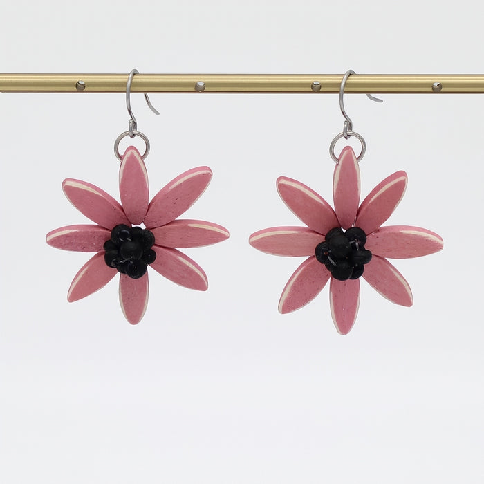 Pink Amaya Flower Earrings - Sylca Designs - Chunky Jewelry