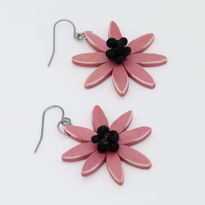 Pink Amaya Flower Earrings - Sylca Designs - Chunky Jewelry