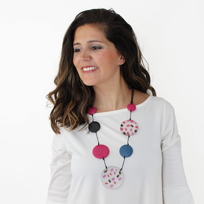 Pink and Blue Leighton Necklace - Sylca Designs - Chunky Jewelry