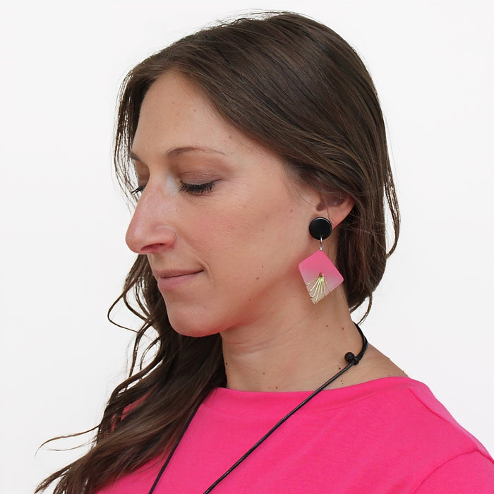 Pink and Gold Thalia Drop Earrings - Sylca Designs - Chunky Jewelry