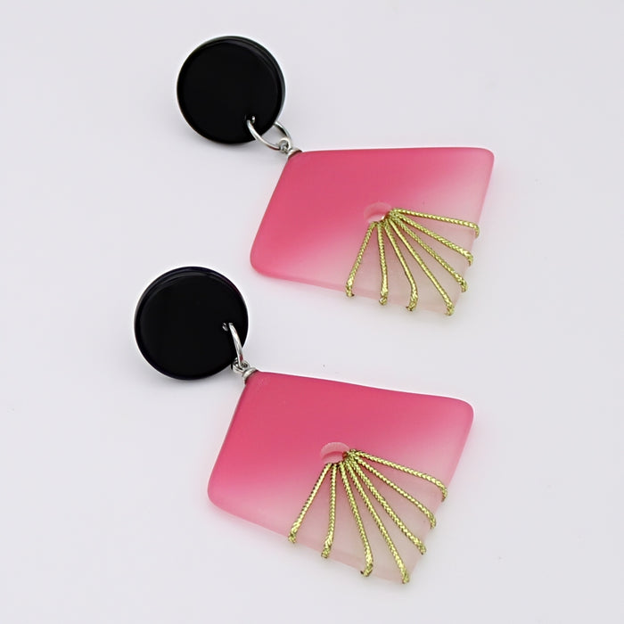 Pink and Gold Thalia Drop Earrings - Sylca Designs - Chunky Jewelry