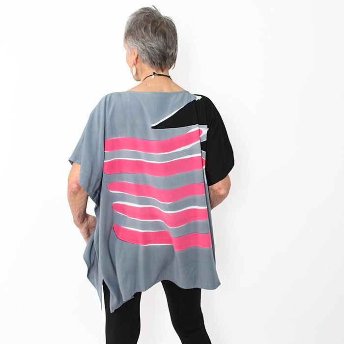 Pink and Gray Blouse - Sylca Designs - Chunky Jewelry