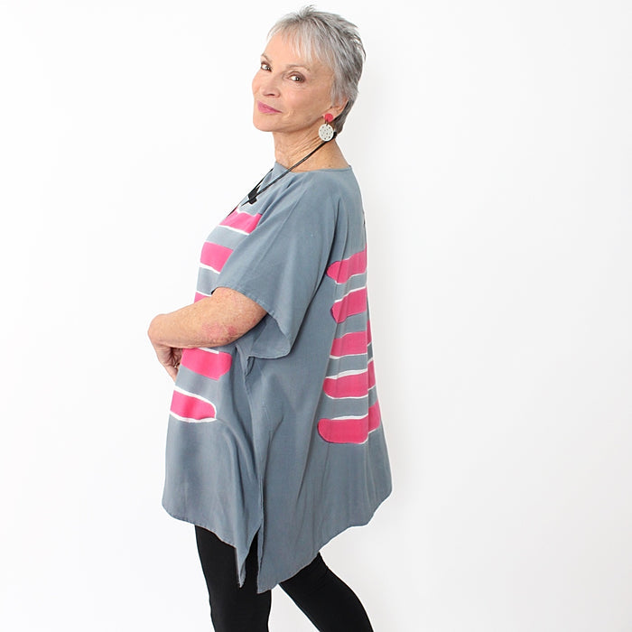 Pink and Gray Blouse - Sylca Designs - Chunky Jewelry