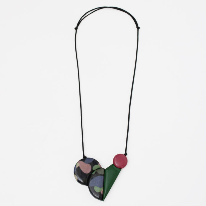 Pink and Green Geometric Adina Pendant Necklace - Sylca Designs - Chunky Jewelry