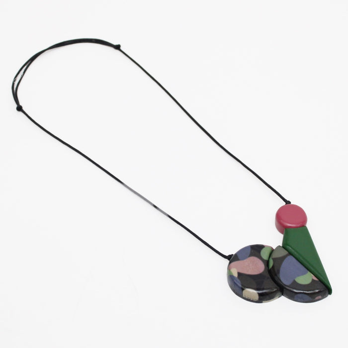 Pink and Green Geometric Adina Pendant Necklace - Sylca Designs - Chunky Jewelry