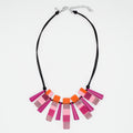 Pink and Orange Cascade Charm Necklace - Sylca Designs - Chunky Jewelry