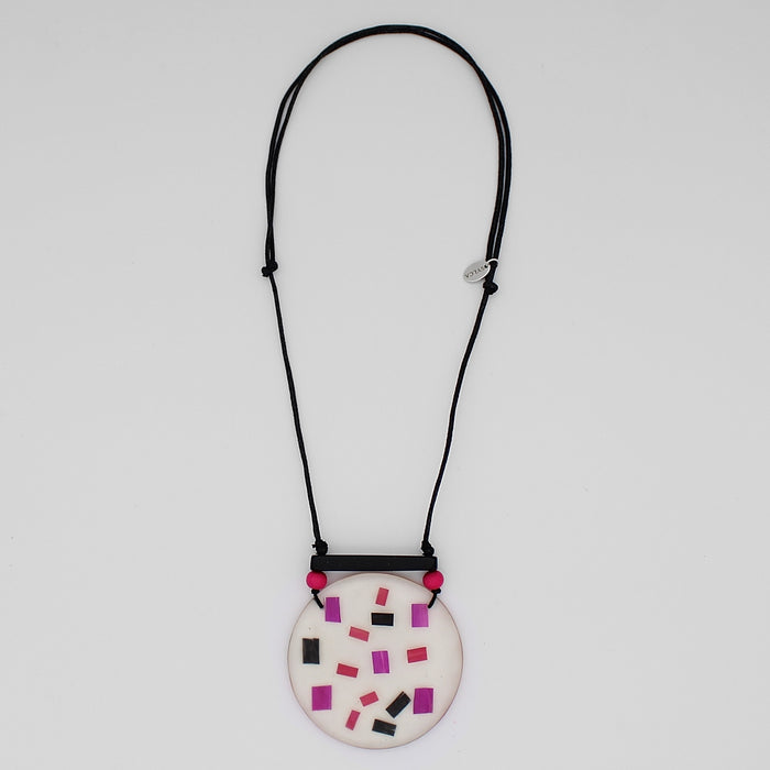 Pink and Purple Raffia Pendant Necklace - Sylca Designs - Chunky Jewelry