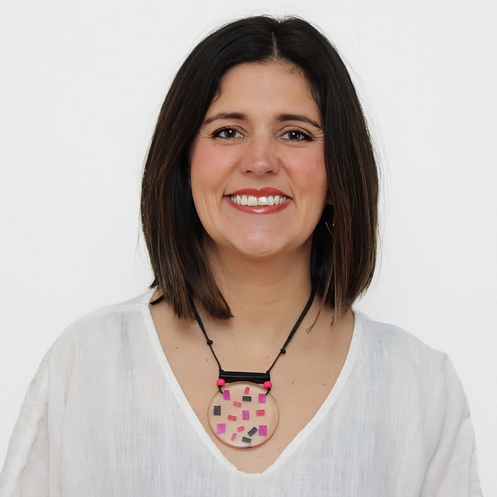 Pink and Purple Raffia Pendant Necklace - Sylca Designs - Chunky Jewelry