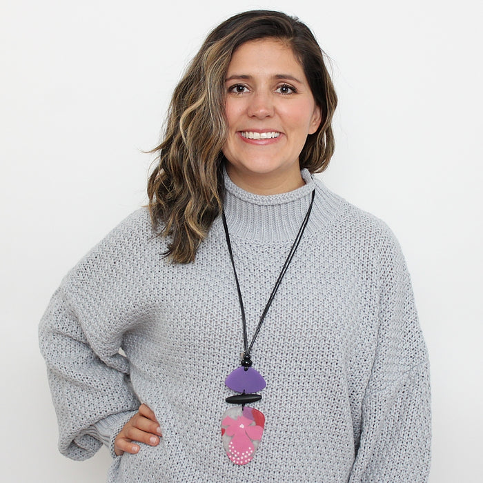 Pink and Purple Sia Pendant - Sylca Designs - Chunky Jewelry