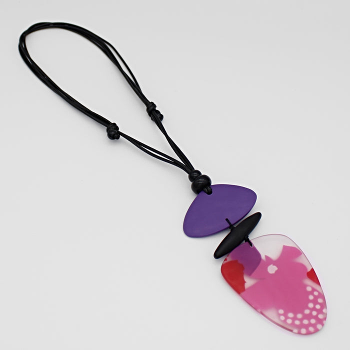 Pink and Purple Sia Pendant - Sylca Designs - Chunky Jewelry