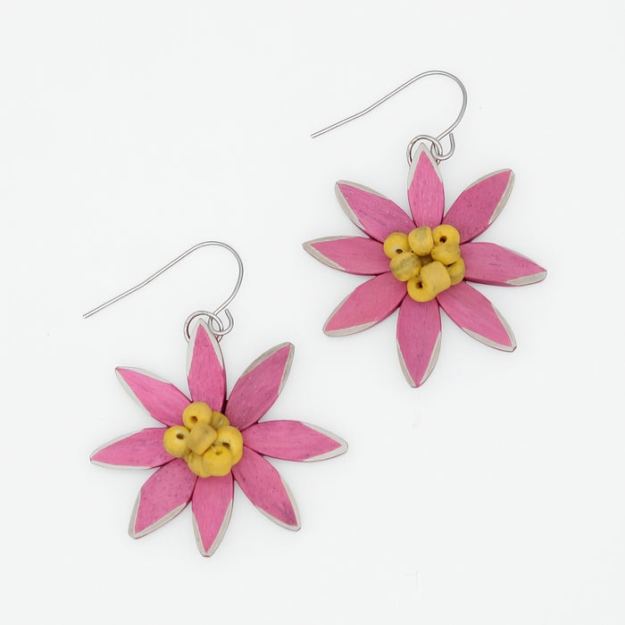 Pink and Yellow Amaya Flower Earrings