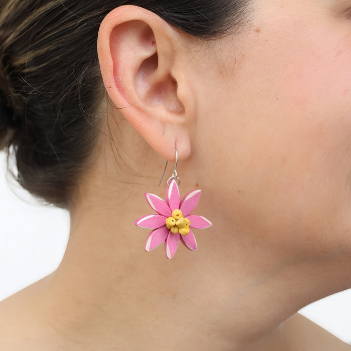 Pink and Yellow Amaya Flower Earrings