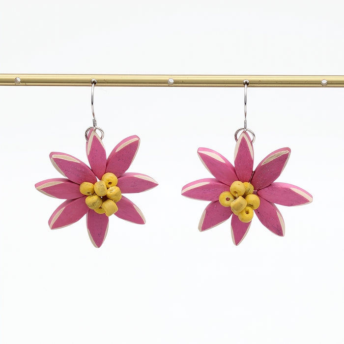 Pink and Yellow Amaya Flower Earrings