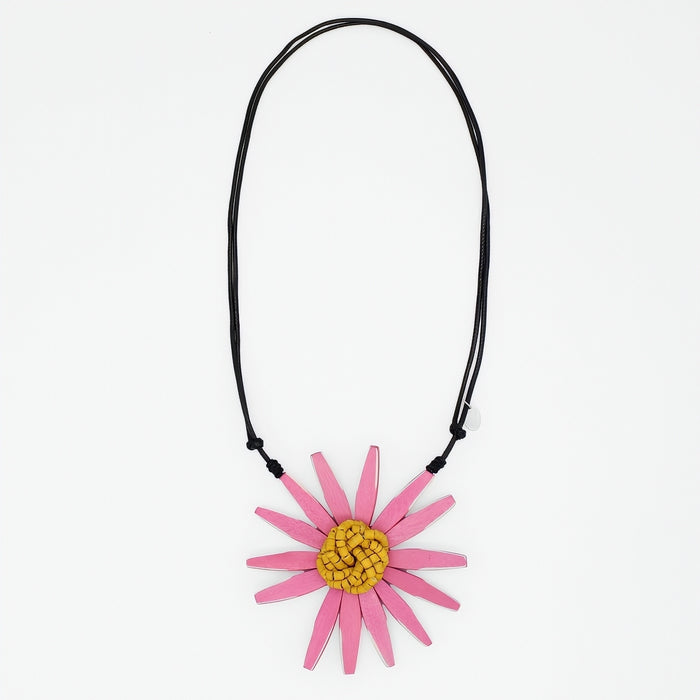 Pink and Yellow Amaya Flower Statement Necklace