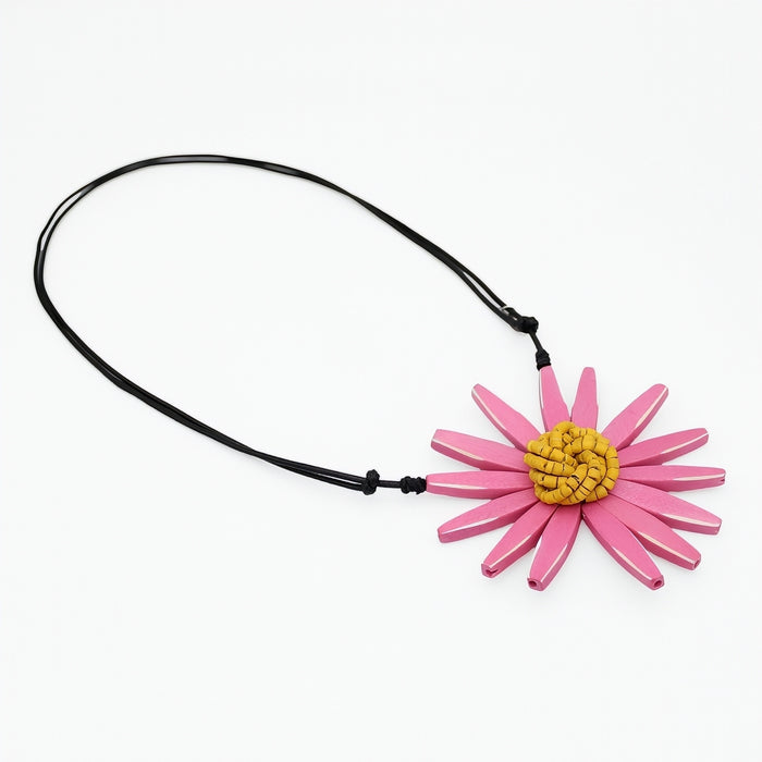 Pink and Yellow Amaya Flower Statement Necklace