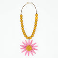 Pink and Yellow Sunbeam Flower Necklace