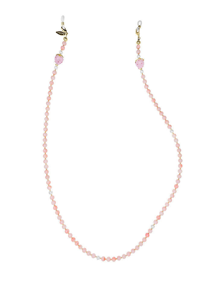 Pink Bamboo Coral With Heart Eye Glasses Chain EC014