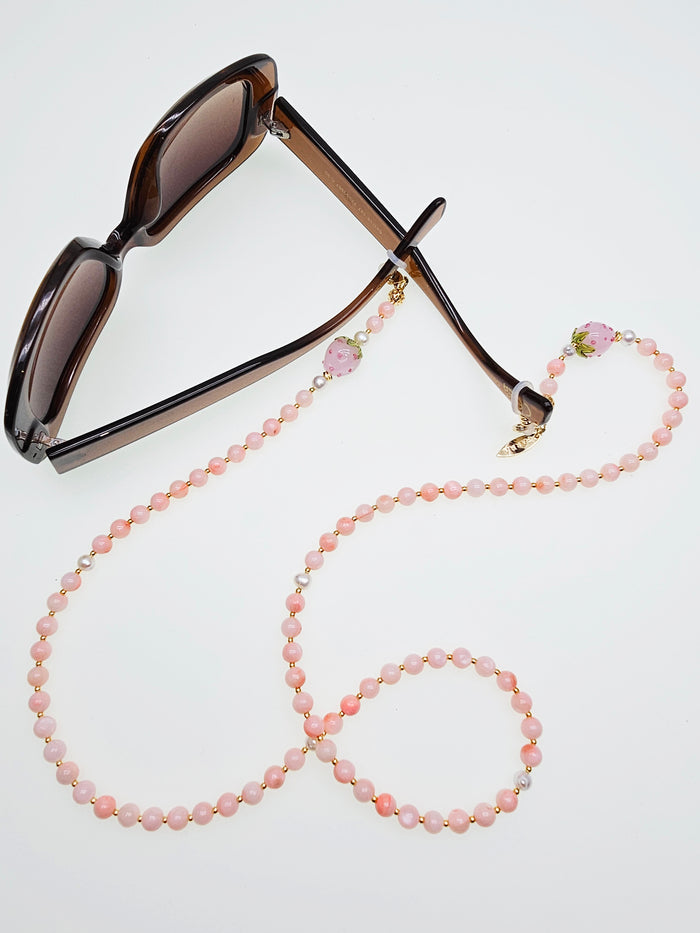Pink Bamboo Coral With Heart Eye Glasses Chain EC014
