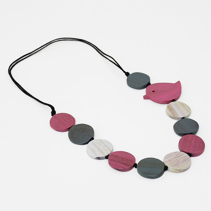 Pink Beaded Robin Necklace - Sylca Designs - Chunky Jewelry