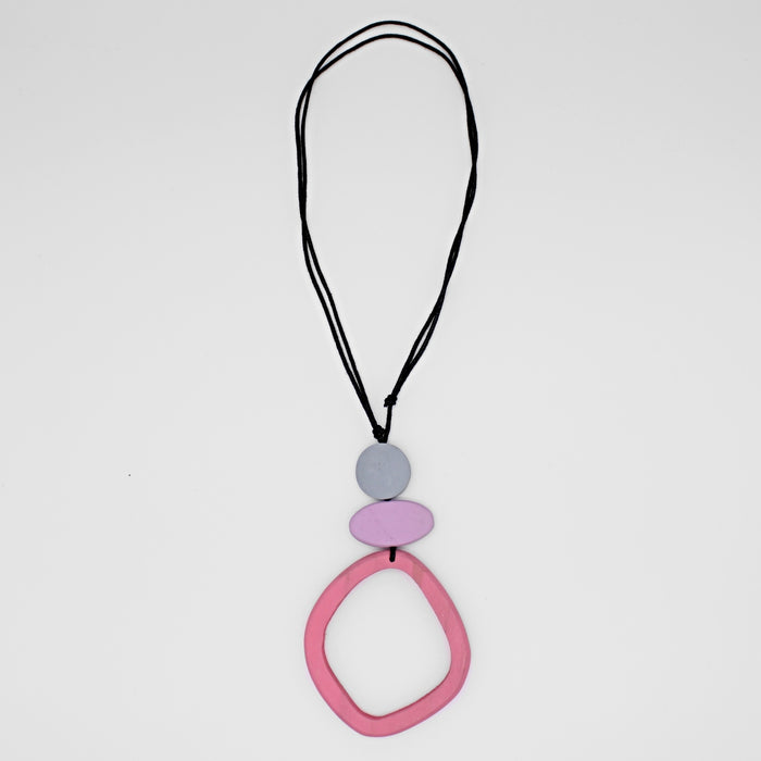 Pink Curved Circle Pendant - Sylca Designs - Chunky Jewelry