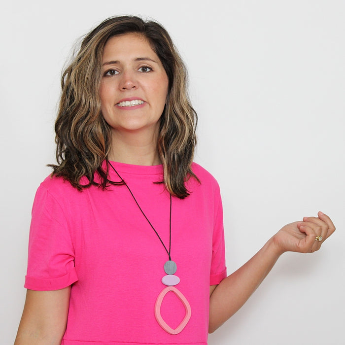 Pink Curved Circle Pendant - Sylca Designs - Chunky Jewelry