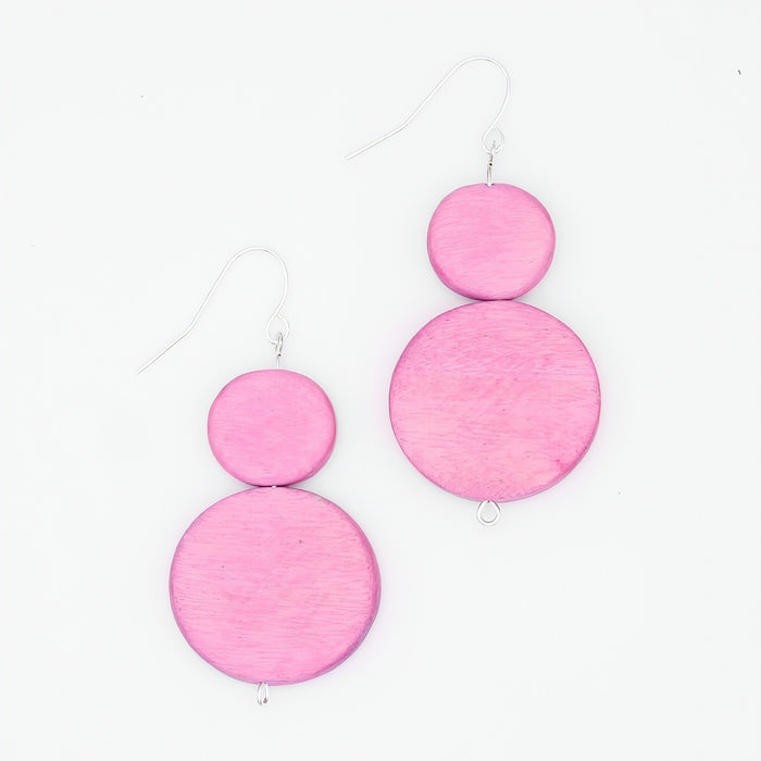 Pink Double Bead Sarah Earrings