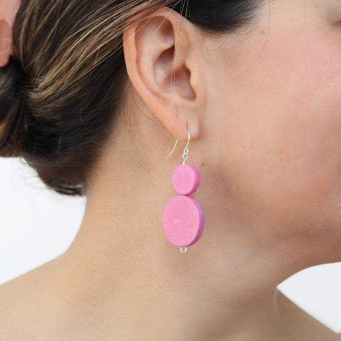 Pink Double Bead Sarah Earrings