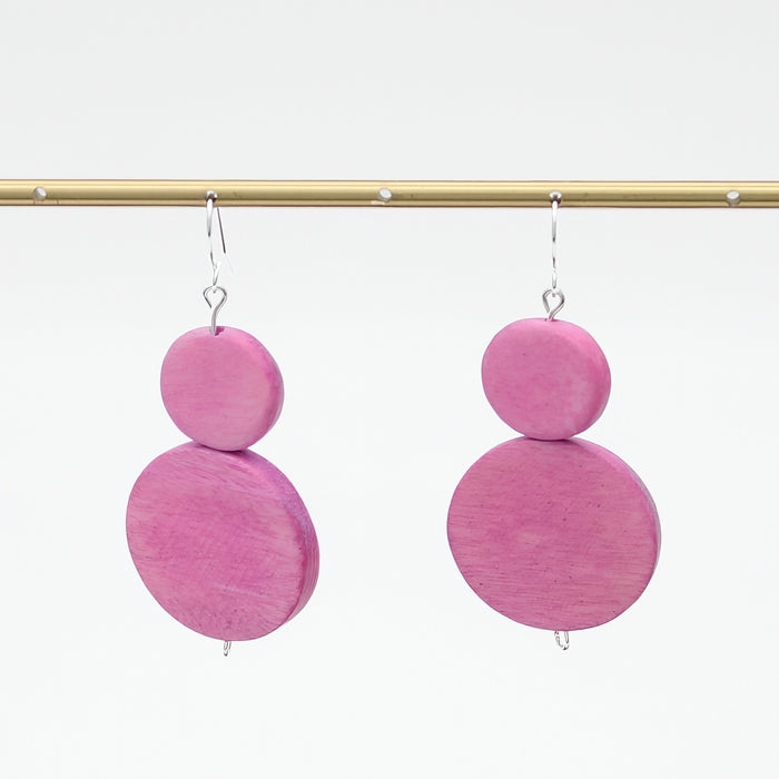 Pink Double Bead Sarah Earrings