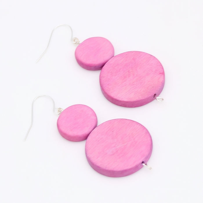 Pink Double Bead Sarah Earrings