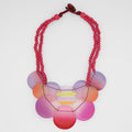 Pink Fantasy Circle Bead Bib Necklace - Sylca Designs - Chunky Jewelry