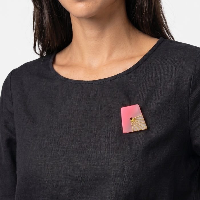 Pink Frosted Gold Thread Brooch