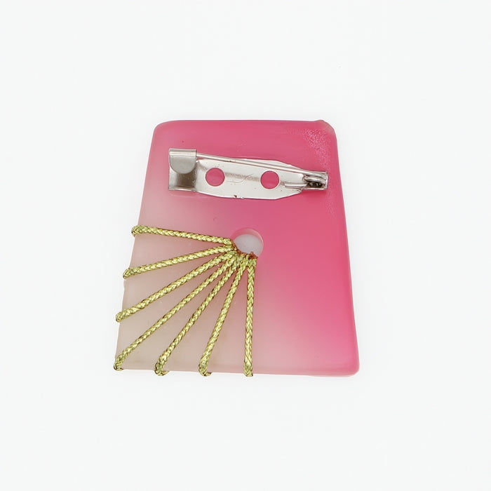 Pink Frosted Gold Thread Brooch
