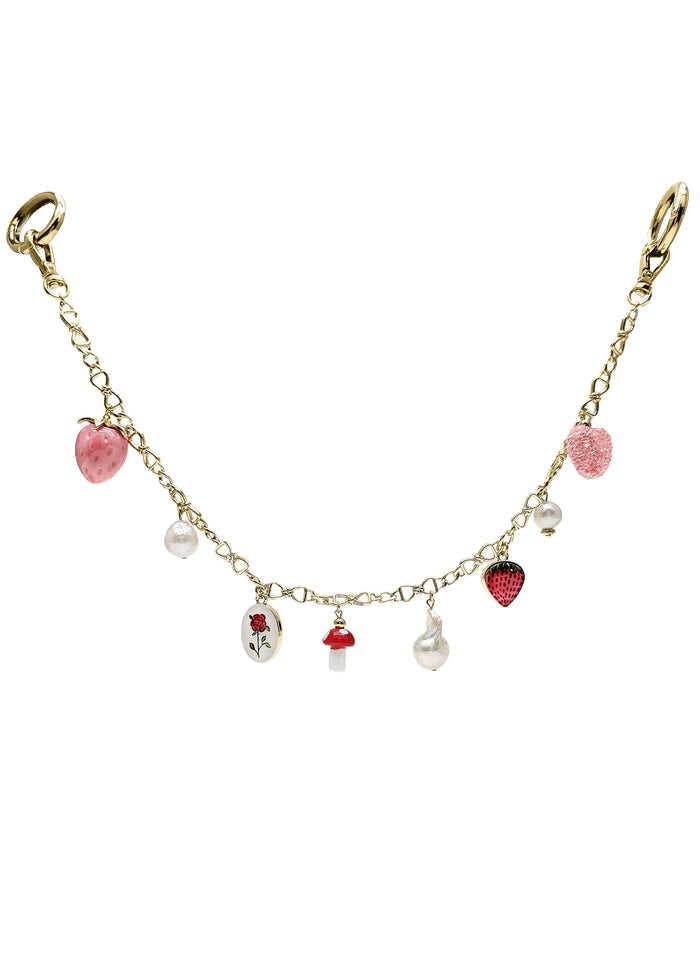 Pink Fruit With Baroque Pearls Bag Chain Charm