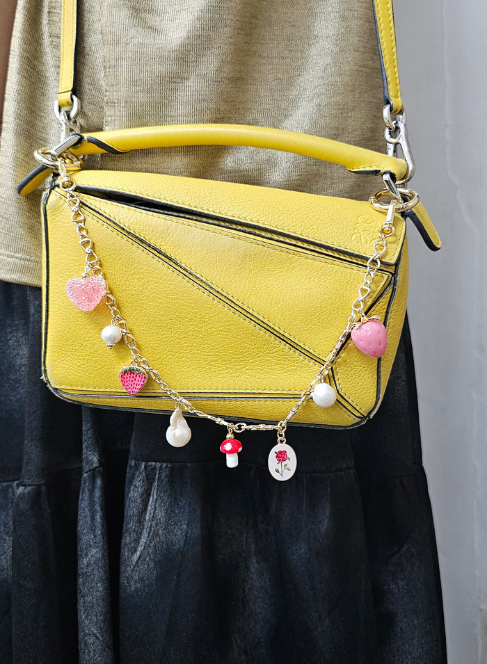 Pink Fruit With Baroque Pearls Bag Chain Charm