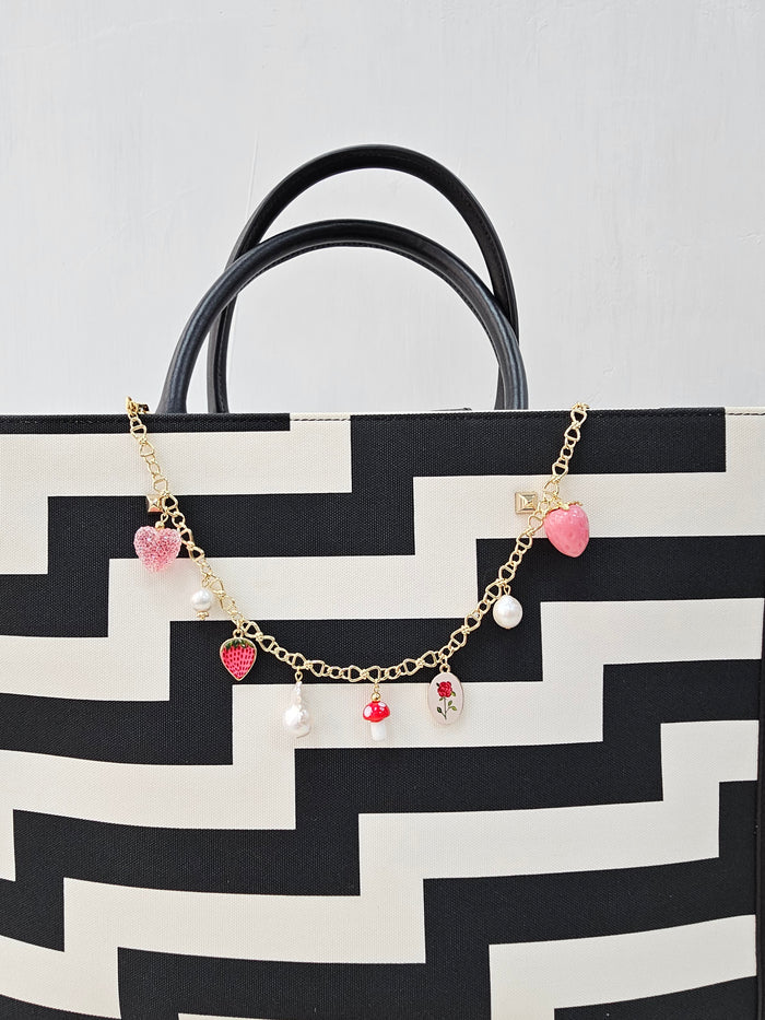 Pink Fruit With Baroque Pearls Bag Chain Charm