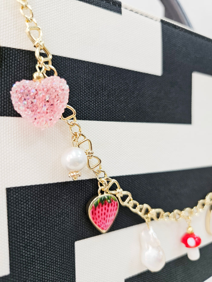 Pink Fruit With Baroque Pearls Bag Chain Charm