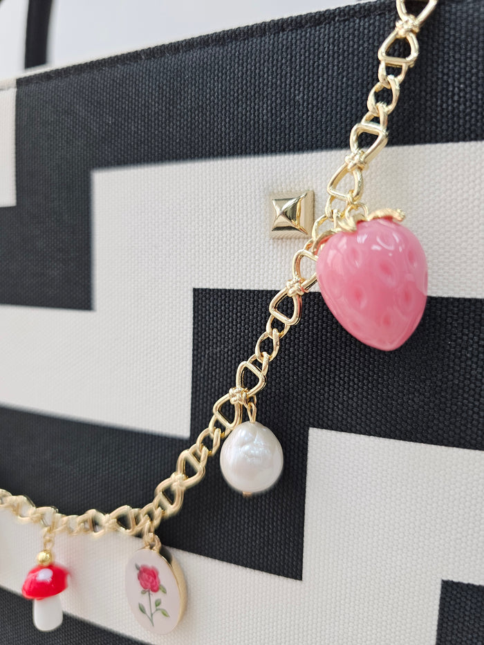 Pink Fruit With Baroque Pearls Bag Chain Charm
