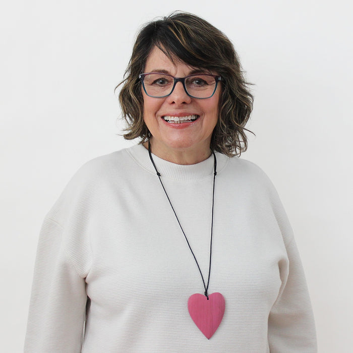 Pink Gabi Heart Wood Necklace - Sylca Designs - Chunky Jewelry