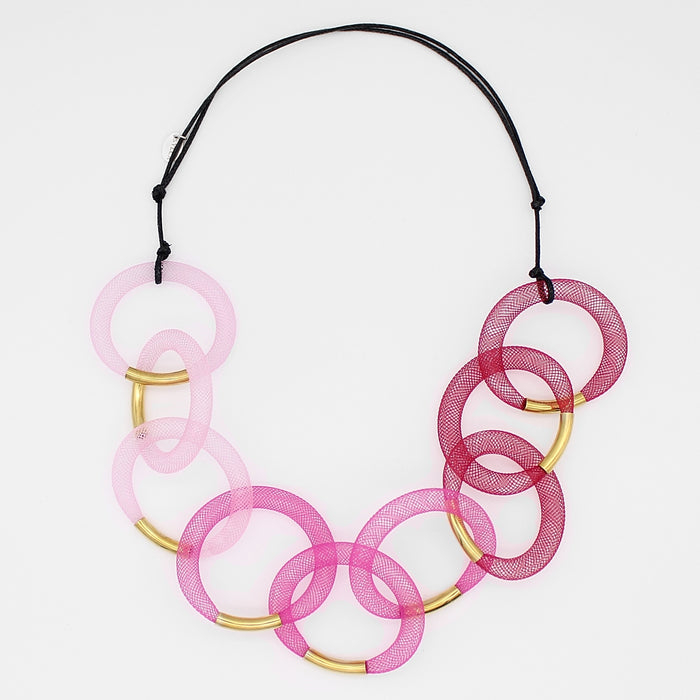 Pink Ombre Mesh Statement Necklace - Sylca Designs - Chunky Jewelry