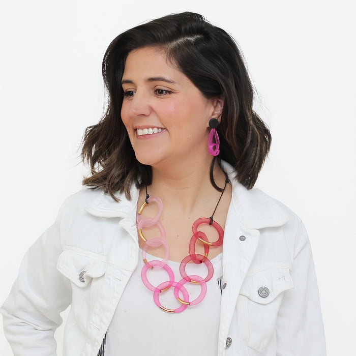 Pink Ombre Mesh Statement Necklace - Sylca Designs - Chunky Jewelry