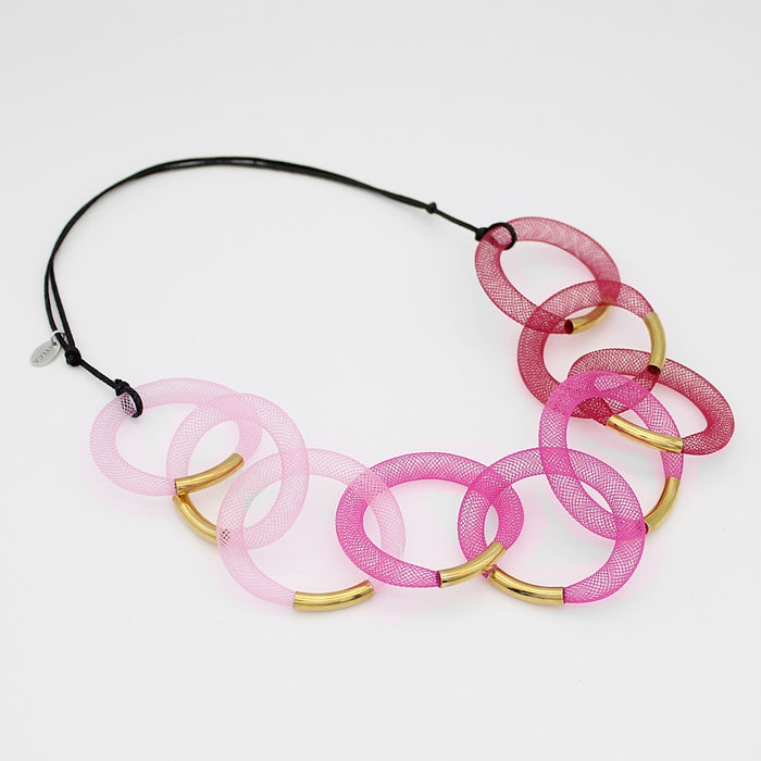Pink Ombre Mesh Statement Necklace - Sylca Designs - Chunky Jewelry