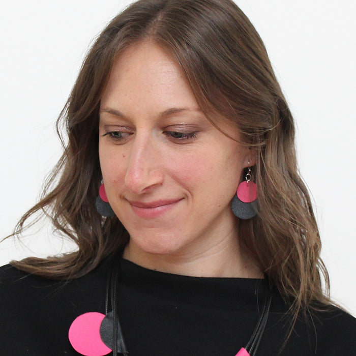Pink Paris Leather Earrings - Sylca Designs - Chunky Jewelry
