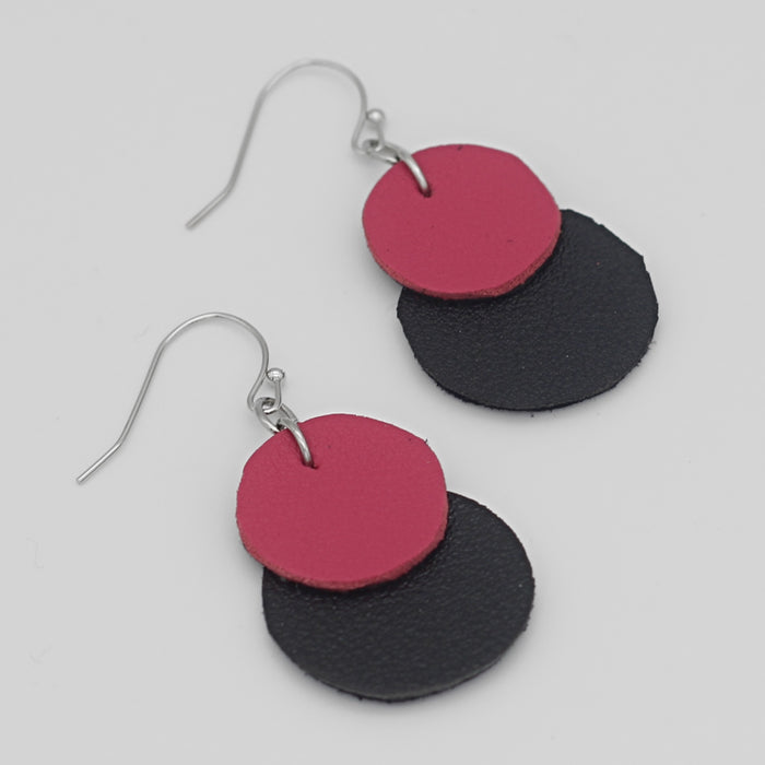Pink Paris Leather Earrings - Sylca Designs - Chunky Jewelry