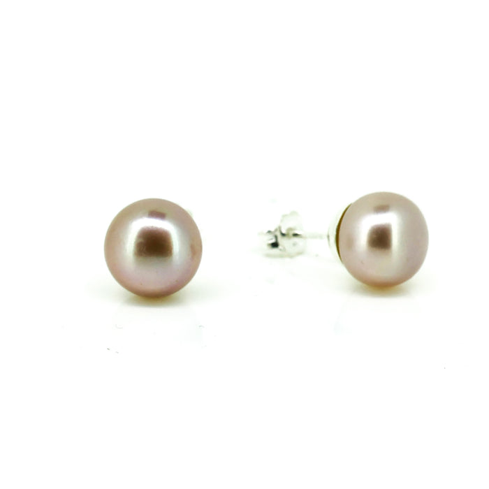 Pink Pearl Studs 11mm set in Sterling Silver | Genuine Freshwater Pearls