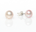 dainty pink pearl studs