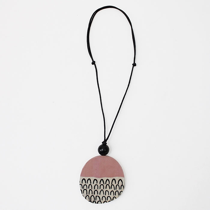 Pink Round Decoupage Jolie Pendant - Sylca Designs - Chunky Jewelry