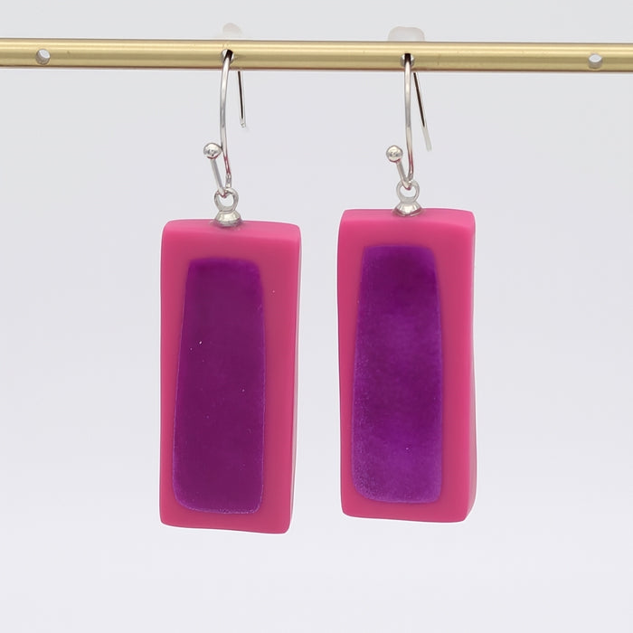 Pink Sloan Rectangular Earrings - Sylca Designs - Chunky Jewelry