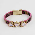 Pink Triangle Leather Bracelet by Sylca - Sylca Designs - Chunky Jewelry